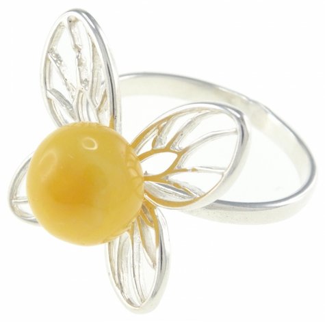 Каблучка з вставками бурштину «Метелик»